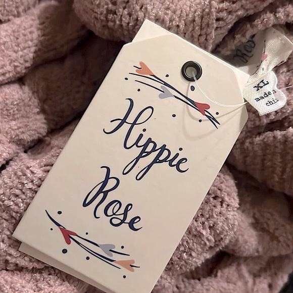 Hippie Rose Mauve Glow Lavender Chenille cable-knit Crewneck Sweater - Picture 2 of 6